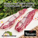 Beef Tenderloin wagyu TOKUSEN aged by Goodwins marbling-5 chilled whole cuts 2pcs/ctn +/-4.5kg price/kg (eye fillet mignon daging sapi has dalam) PREORDER 3-7 days notice